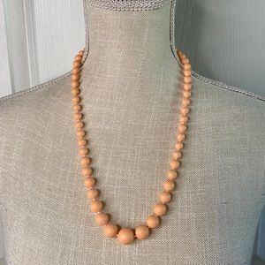 Wooden Graduated Peach Beaded Necklace